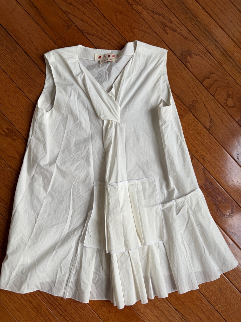 Marni White Sleeveless Pleated Top